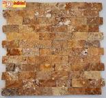 Denizli Akkoy Yellow Travertine Splitface Stone Mosaics-23x48mm Thumbnail Photo